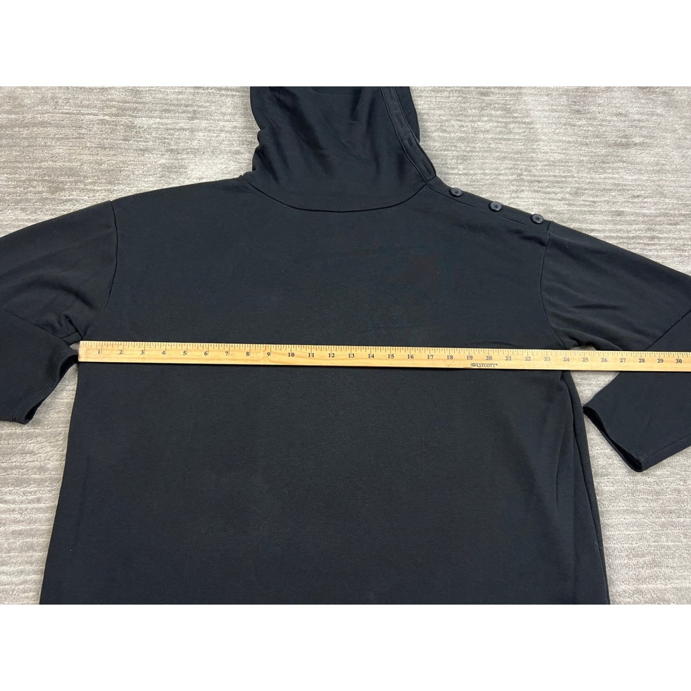 Time and Tru Pullover Womens XL Black Funnel Neck Button Shoulder French Terry - Picture 2 of 8